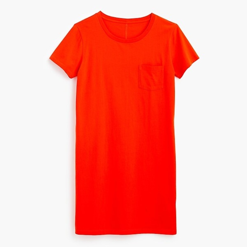 J.Crew Garment Dyed Pocket T-Shirt Dress- Bold Red